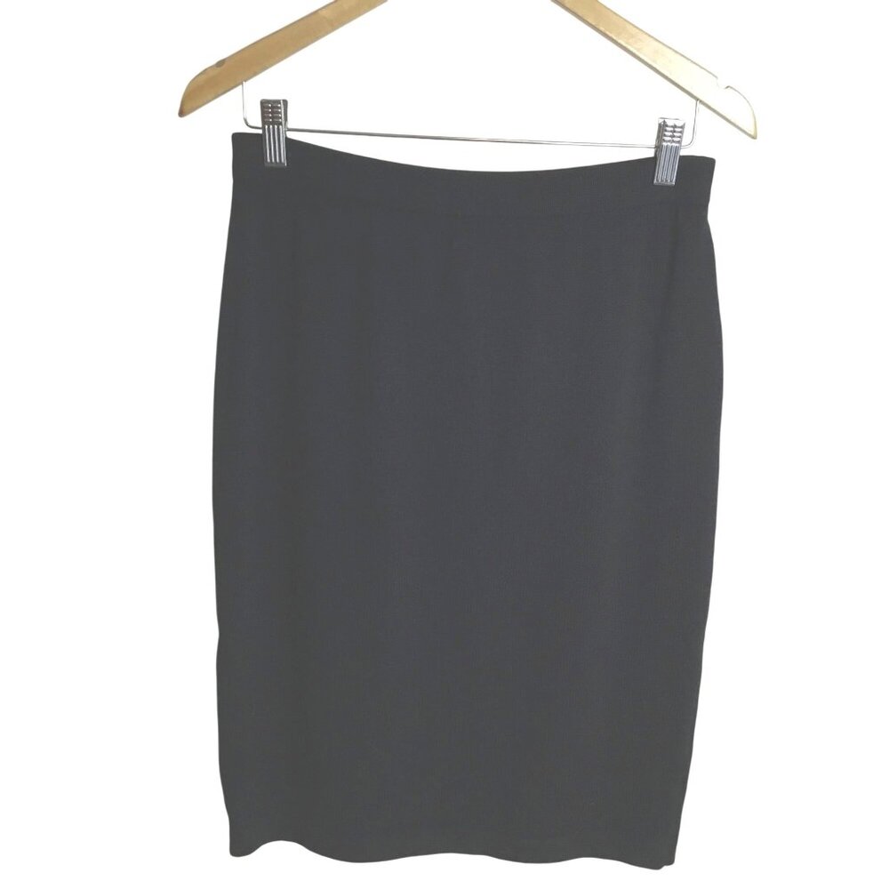 ST. JOHN Collection Santana Knit Knee Basic Straight Skirt S8 Black Classic